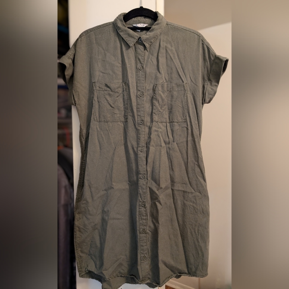 Orvis Olive Button-Up Shirt Dress